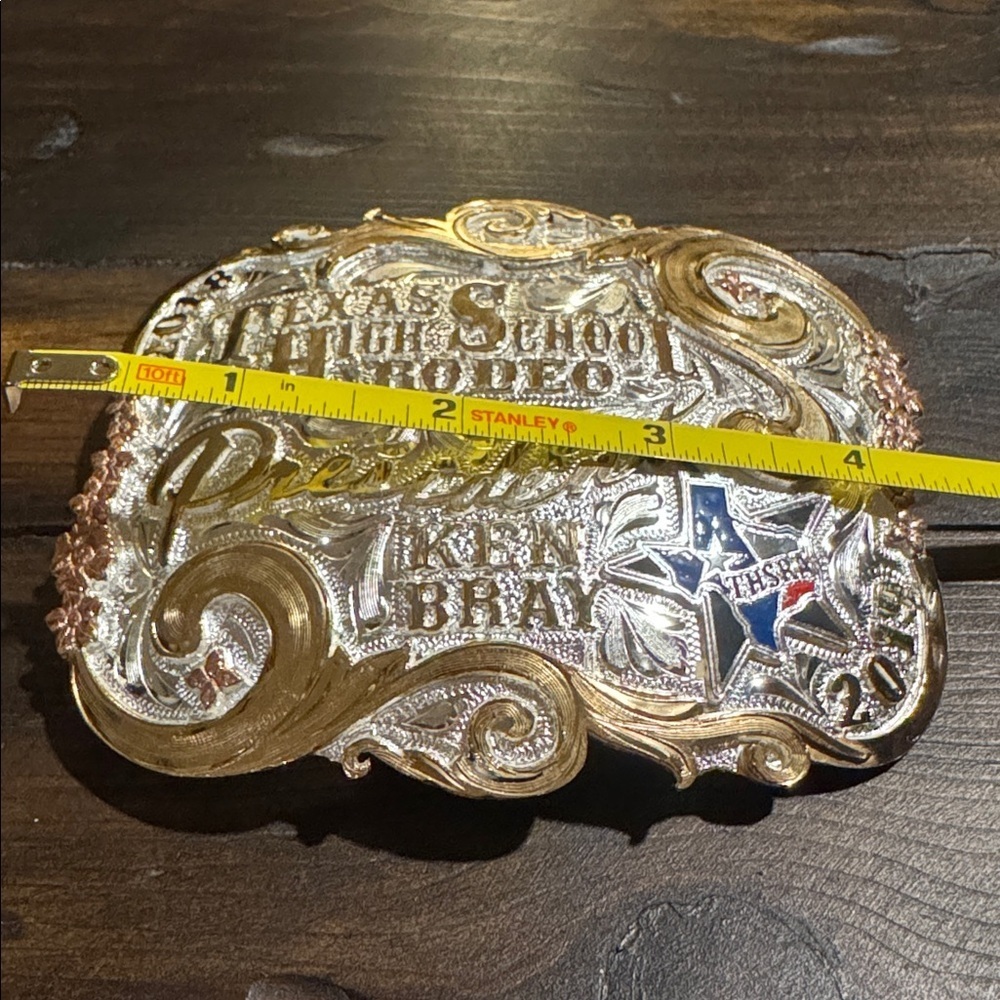 Gold and Silver Texas High School Rodeo President Buckle - Picture 3 of 7